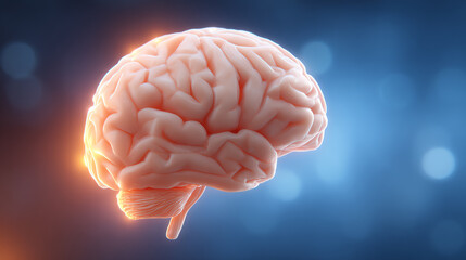 Anatomy of the human brain displayed vividly on a blue background, illustrating neural connections and cognitive functions.