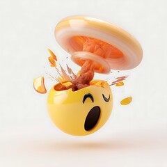 A graphic representation of an emoticon exploding.