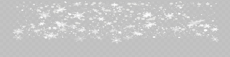 Christmas snow. Falling snowflakes on a dark background. Snowfall. Vector illustration.