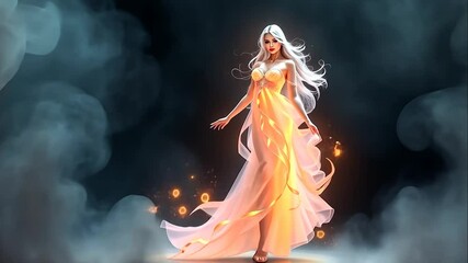 Luminous Goddess: A Digital Painting of an ethereal woman in a glowing gown - Powered by Adobe