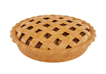 3D Apple Pie Dessert Baked Food with Lattice Transparent Background