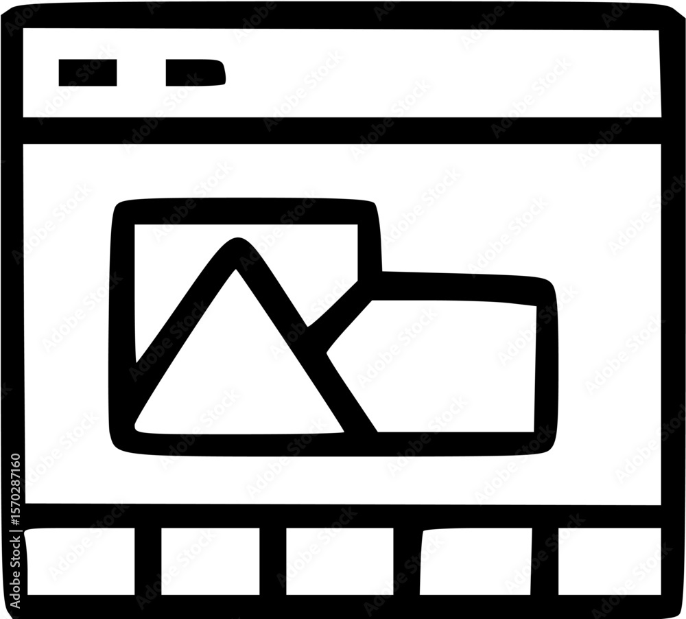 Fototapete simple black and white illustration of a computer screen displaying images