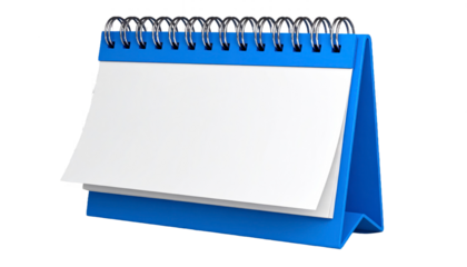 Blue Desk Calendar With White Pages Isolated Transparent Background