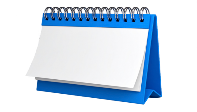 Blue Desk Calendar With White Pages Isolated Transparent Background