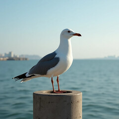 Fototapeta premium Seagull on a Post