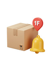 3D Box with Notification Bell and Pin for First Floor Delivery