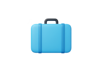 3D Blue Suitcase for Travel Transparent Background Tourism Render