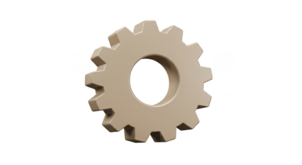 3D Gear Illustration Cogwheel Mechanism Machine on Transparent Background