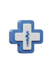 Fototapeta premium 3D Medical Cross Symbol Health Care Blue Plus Sign Transparent Background