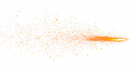 Fiery Sparks Streaking Across a White Background.