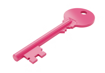 3d Pink Key Illustration Isolated For Security Access Protection