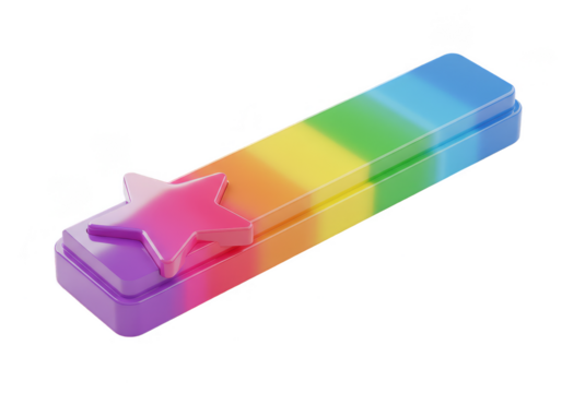 3d Rainbow Star with Transparent Isometric Icon Gradient Shapes