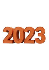 3D Orange 2023 Numeric Year Isolated Transparent Background