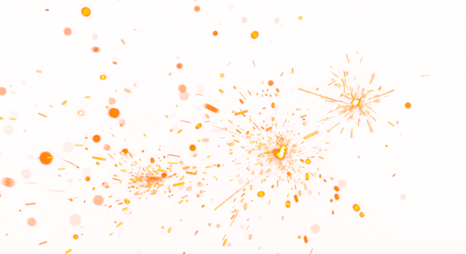 Dynamic display of vibrant orange sparks and embers in a celebratory burst.