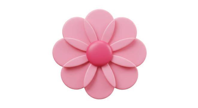 3D Pink Flower Transparent Background Floral Spring Bloom Design