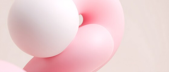 Abstract design with soft pink and white spheres.