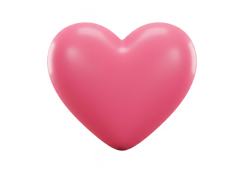 3d Pink Heart Glossy Shape Love Symbol Passion on Transparent Background