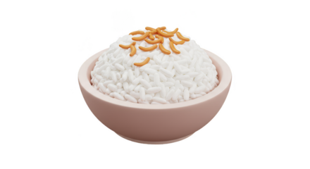 3d Render Rice Bowl with Sesame Seeds on Top Transparent PNG