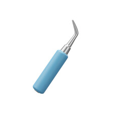 3D Render Dental Scaler Tool Blue Handle on Transparent Background