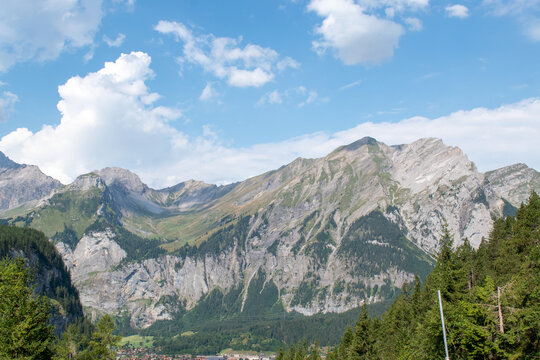 Alpine Valley and Mountain Landscape - Powered by Adobe