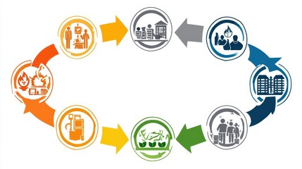 A cyclical process of urban development and resource management.
