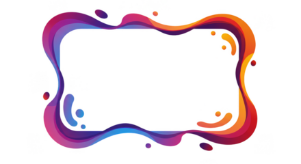 Abstract Frame Border with Colorful Splash Transparent Background