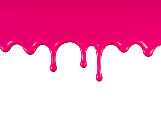 Abstract Pink Paint Dripping Transparent Background Liquid Flowing