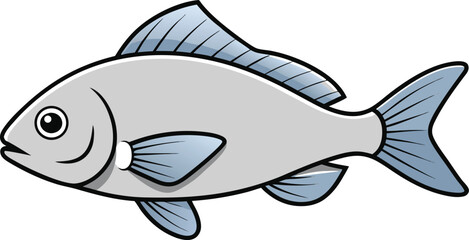 Simple Line Art of Sea Bream Fish.