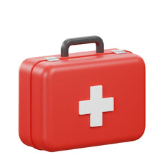 Obraz premium 3d Rendering Red First Aid Kit Box for Medical Emergency Treatment