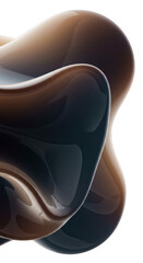 Abstract Fluid Shape 3D Render Modern Art on Transparent Backdrop