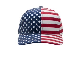 American Flag Baseball Cap with Stars and Stripes on Black Backdrop