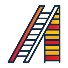 Colorful fire escape ladder icon for safety and emergency situations
