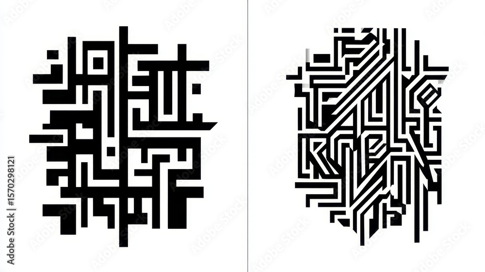 Poster abstract design with intersecting lines and shapes.