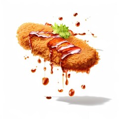 an AI Image Generator, Crispy Fried Chicken Slice with Sauce
