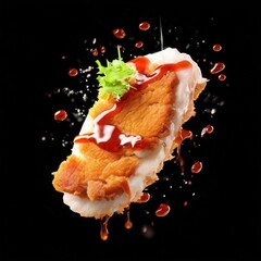 an AI Image Generator, Crispy Fried Chicken Slice with Sauce