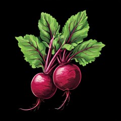 an AI Image Generator, Vivid Illustration of Two Fresh Beetroots