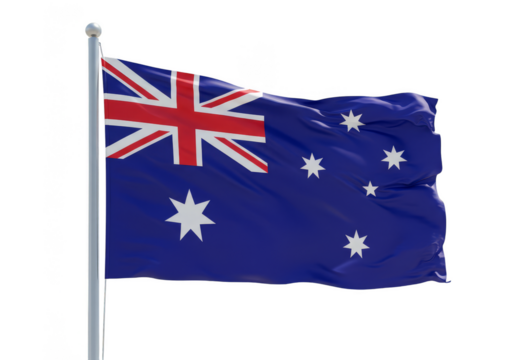 Australian Flag Waving Proudly National Banner with Transparent Backdrop