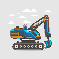 Heavy equipment flat cartoon ...