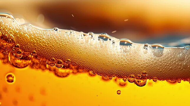 A close up of beer bubbles