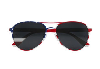 Aviator Sunglasses with American Flag Design on Transparent Background