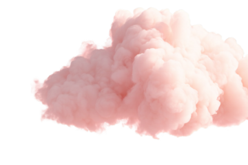 A soft pink cloud with a transparent background floats in the dark, creating a dreamy and ethereal effect, silhouette