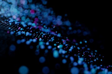 Abstract design of multicolored spheres on a dark background.