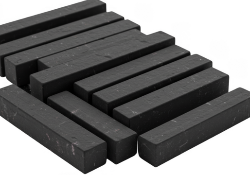 Black Charcoal Sticks Texture Craft Materials Art Design Isolated