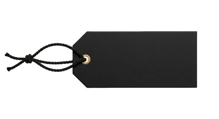 Black Tag Label with Rope Mockup on Isolated Transparent Background