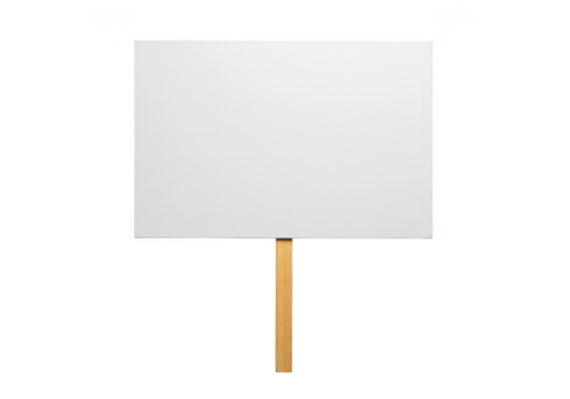 Blank White Signboard Illustration Wooden Stick for Protest Mockup