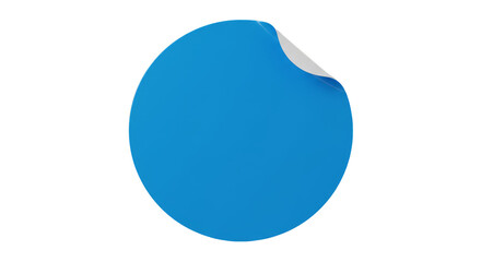 Blue Round Sticker With Rolled Corner Isolated Background