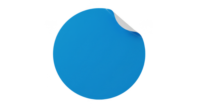 Blue Round Sticker With Rolled Corner Isolated Background