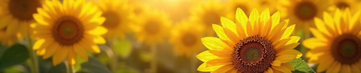 Vibrant Sunflowers Glistening with Morning Dew A Stunning Summer Garden Display