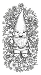 Cartoon Garden Gnome in White Hat Illustration Transparent Background