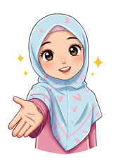 Cartoon Hijab Girl Illustration Cheerful Muslimah Vector Background